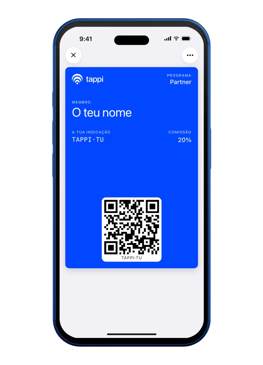 Um iPhone com a Apple Wallet aberta no cartão TAPPI Partner
