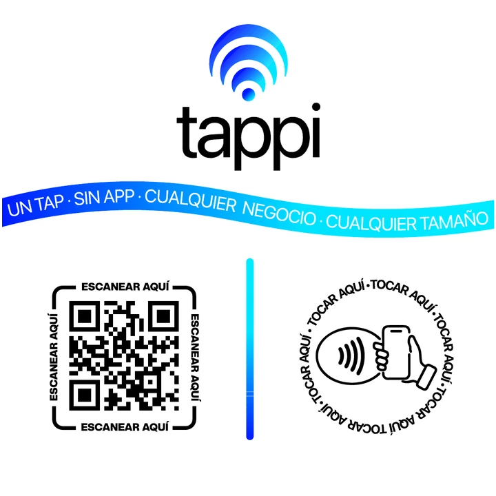 Chip TAPPI con NFC y QR: «Tocar aquí» y «Escanear aquí»